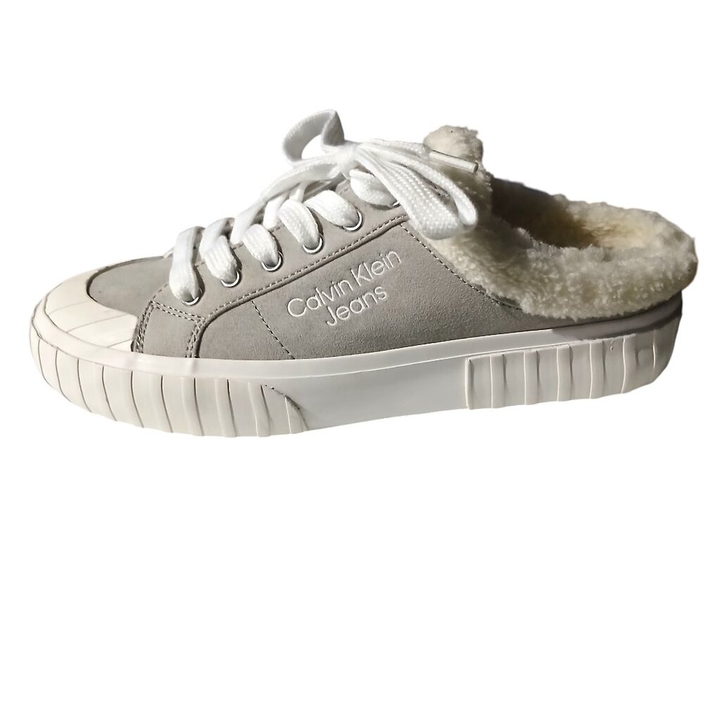 Calvin Klein Jeans Veronik Backless Sneakers Gray/Cream 7 (No Box) NWOT